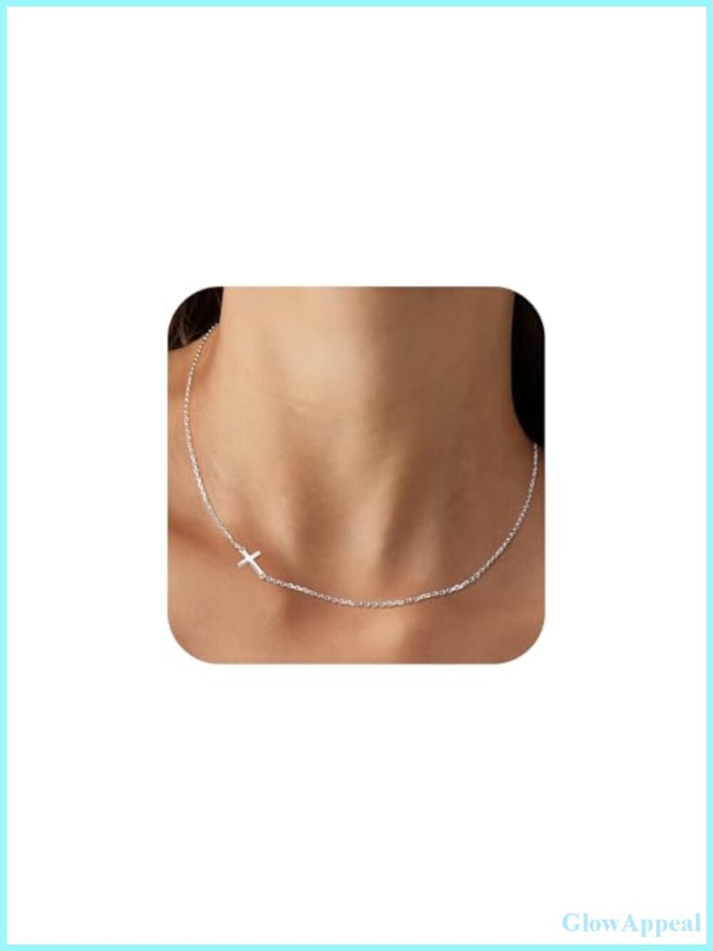 Sterling Silver Dainty Cross Necklace Choker for Women